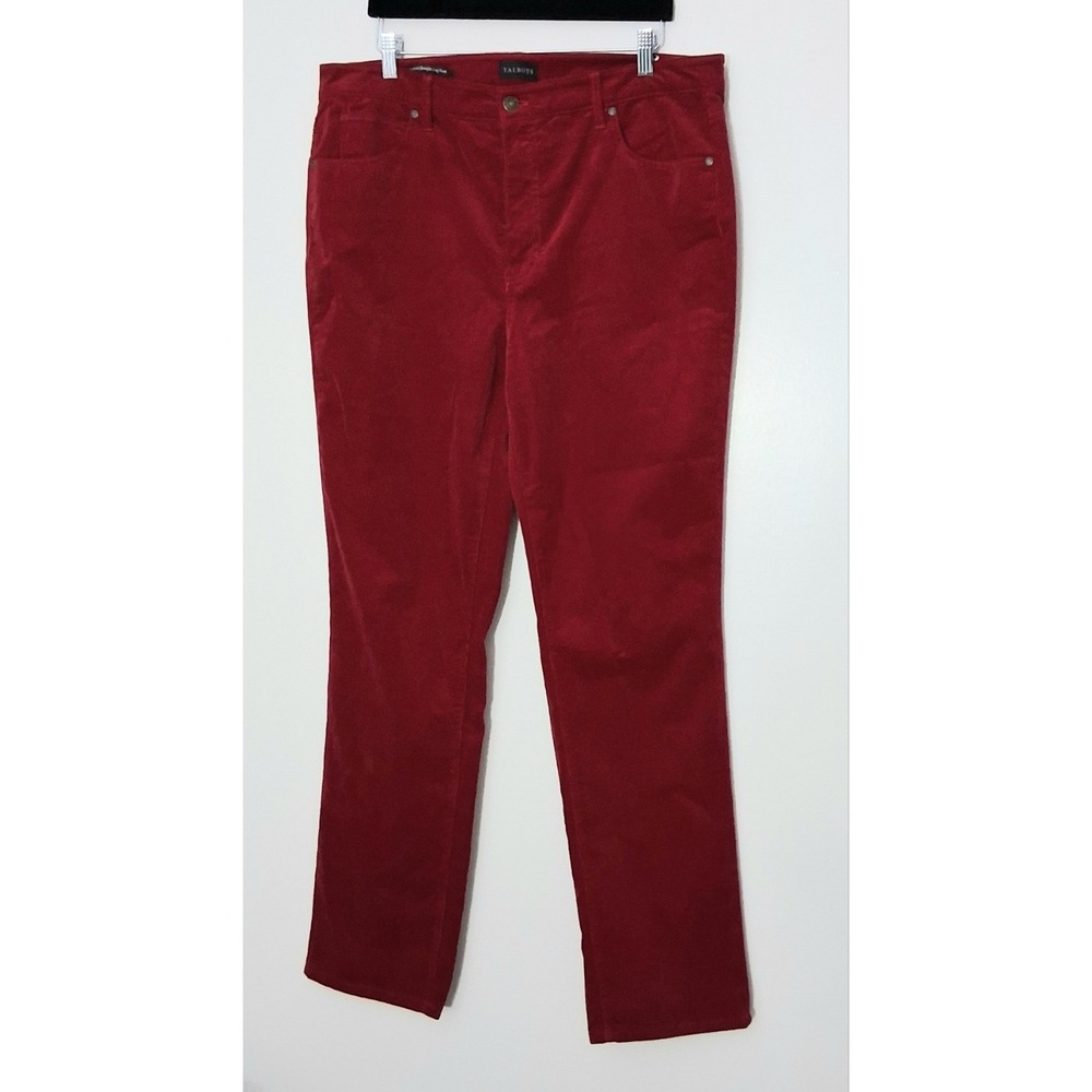Talbots Corduroy Pants Women's Size 16 Red High-Rise Straight Leg Pre-owned